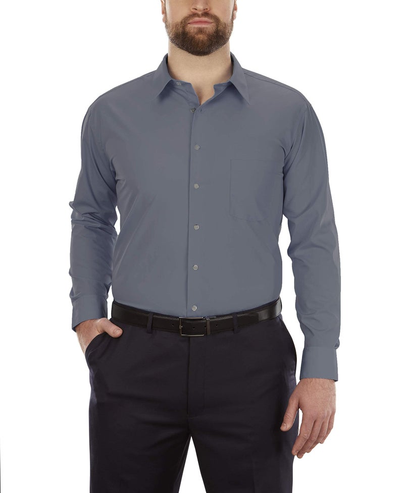 Van Heusen Men's Big Fit Dress Shirt Poplin Solid (Big and Tall), Grey, 22" Neck 34"-35" Sleeve - Image 1